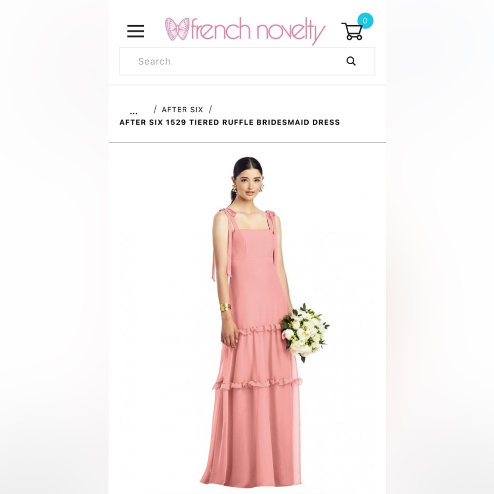 French Novelty Taupe Tiered Ruffle Bridesmaid Dress